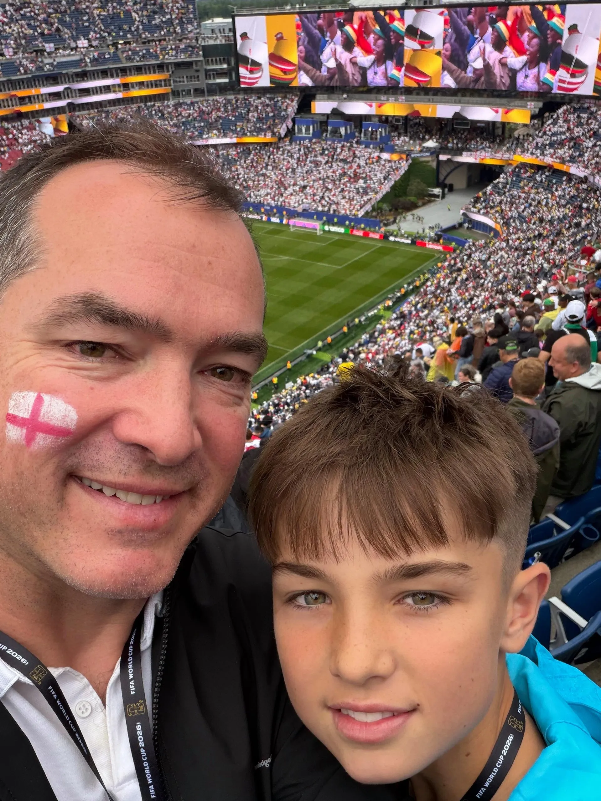Mark Anderson and his son at England 0-0 Ghana.