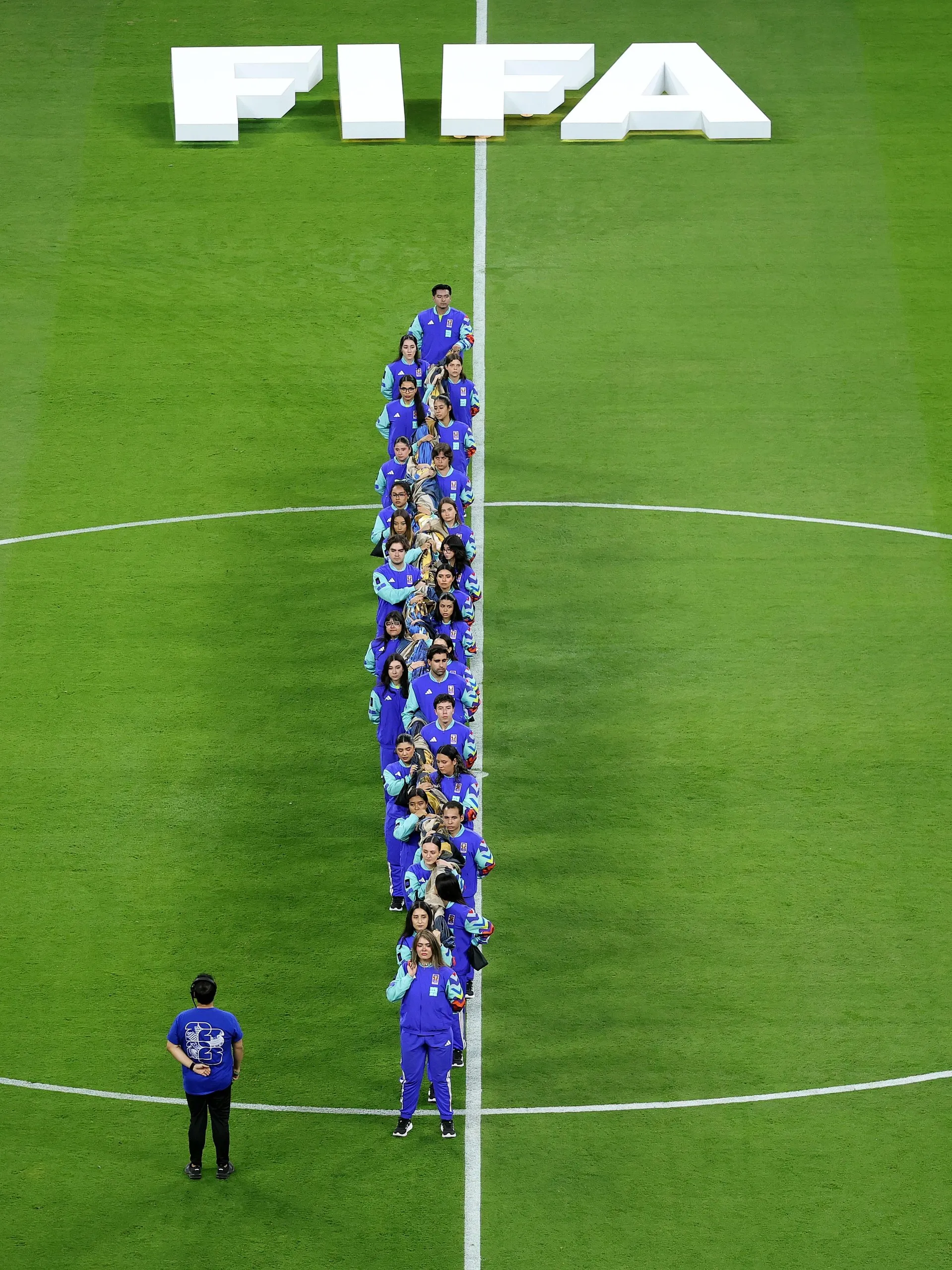 Fifa’s tracksuit-clad volunteers, ahead of South Korea-Czechia on Thursday.