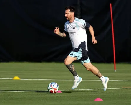 Lionel Messi during an Argentina World Cup training session in Kansas City Lionel Messi during an Argentina World Cup training session in Kansas City
