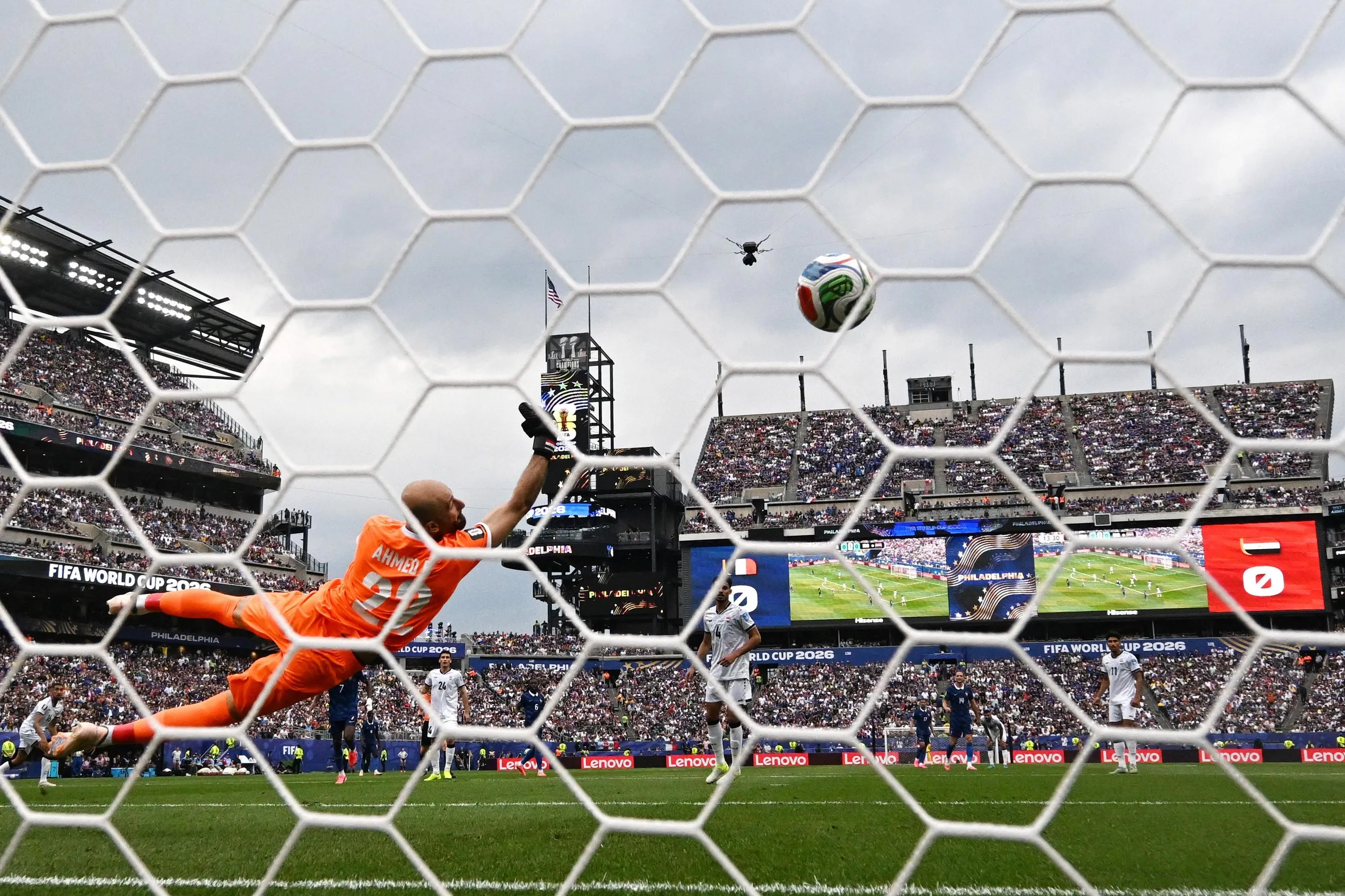 Kylian Mbappé's opening goal flies in at the Philadelphia Stadium