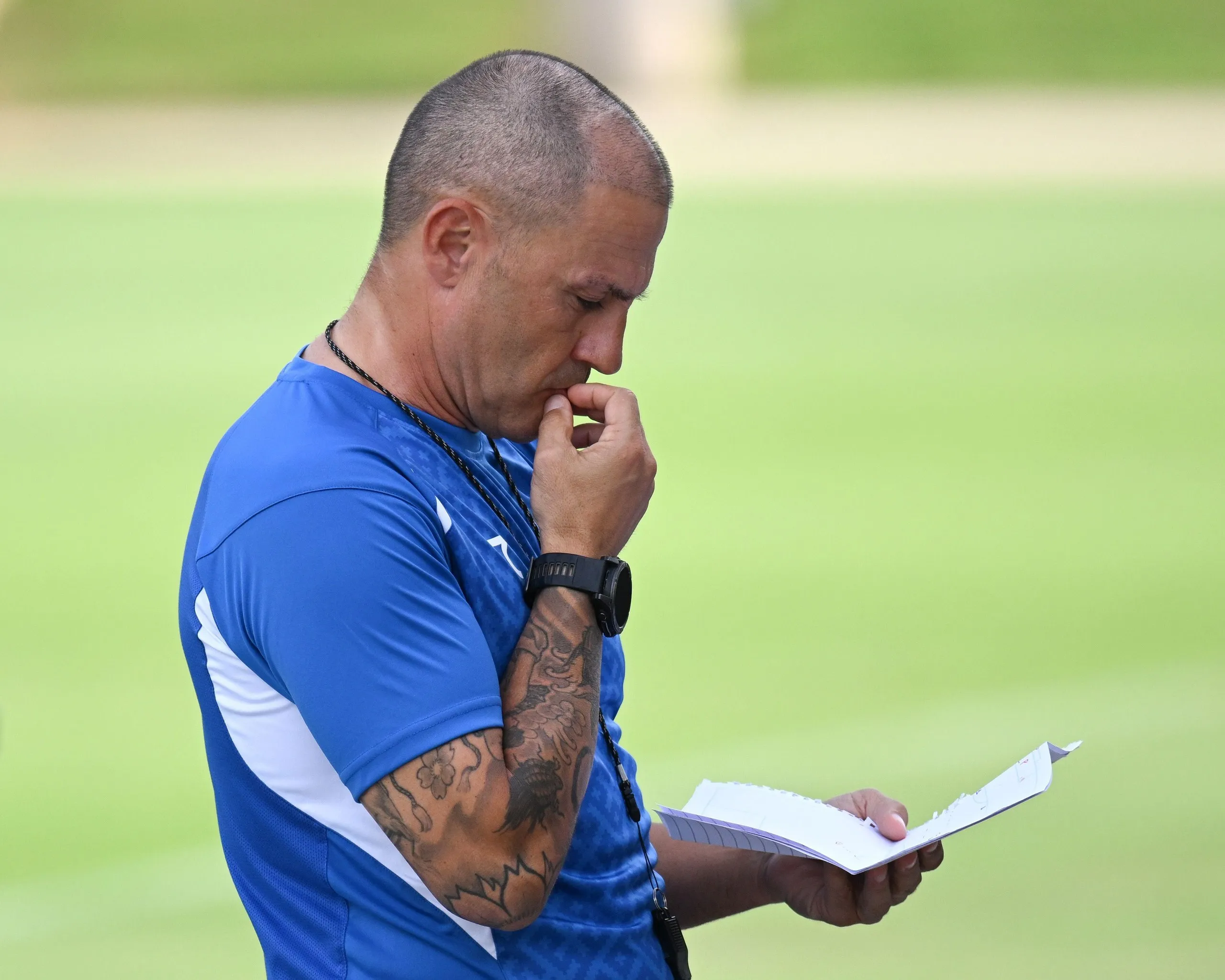 Fabio Cannavaro, head coach of Uzbekistan, attends a training session ahead of the group stage match against Colombia