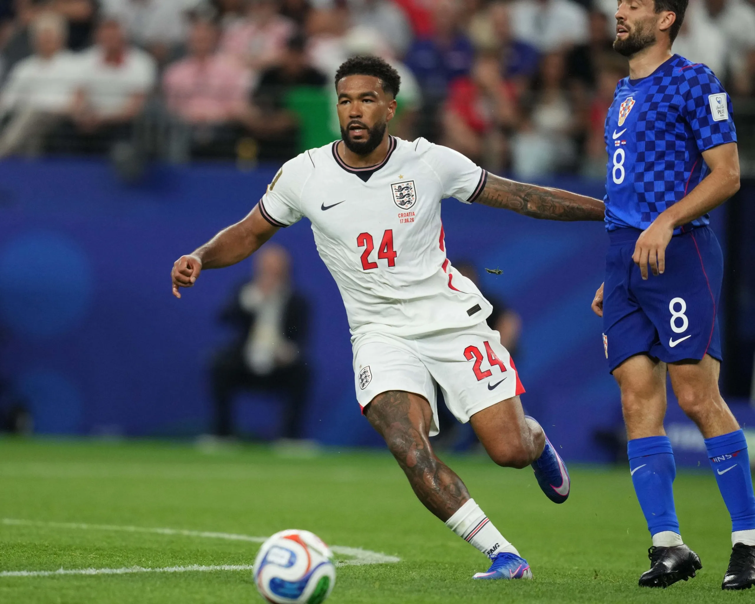 Reece James powers through the midfield against Croatia