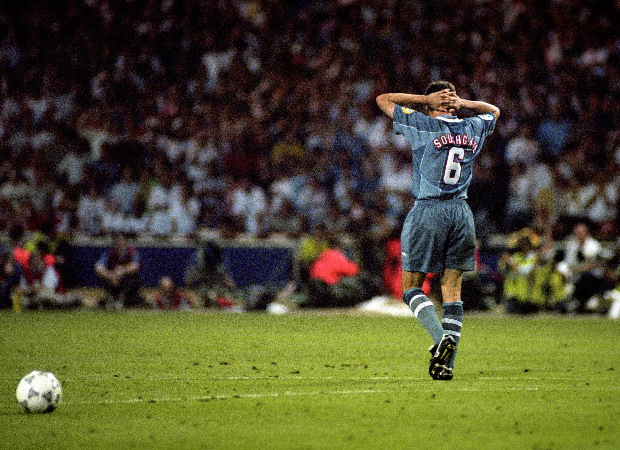 Gareth Southgate after missing a penalty for England in 1996.