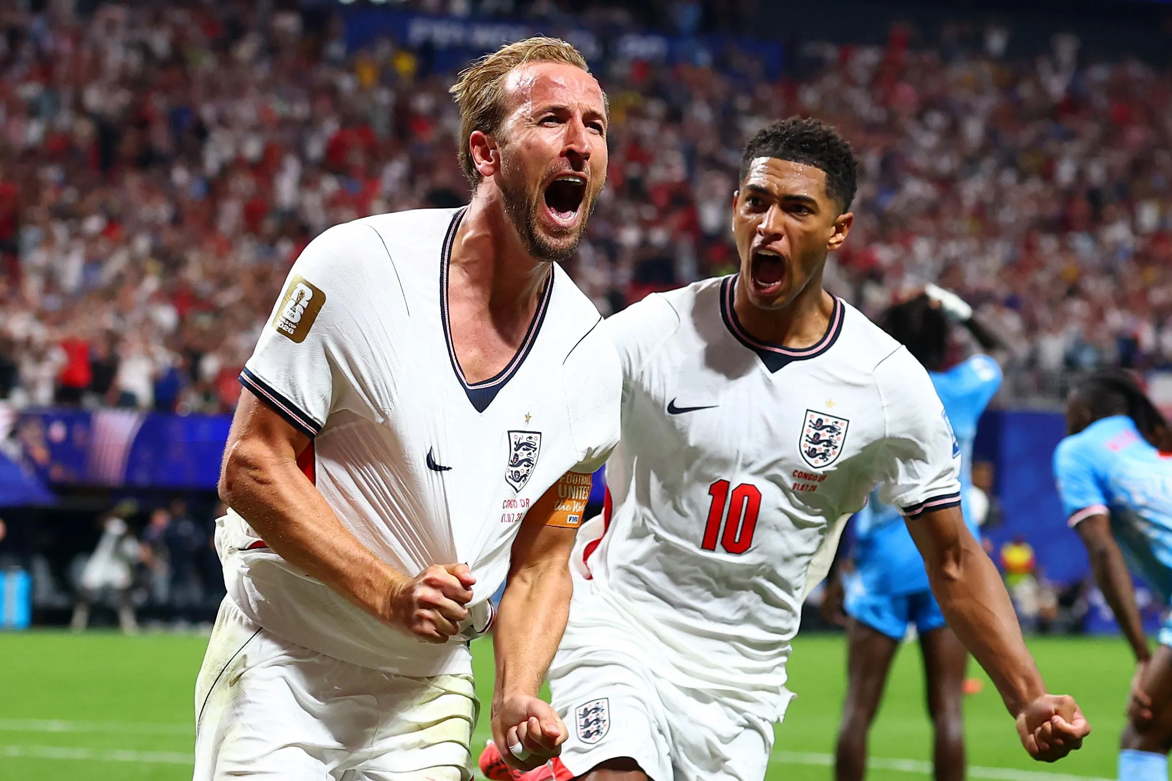 Harry Kane celebrates after scoring for England against the Democratic Republic of the Congo