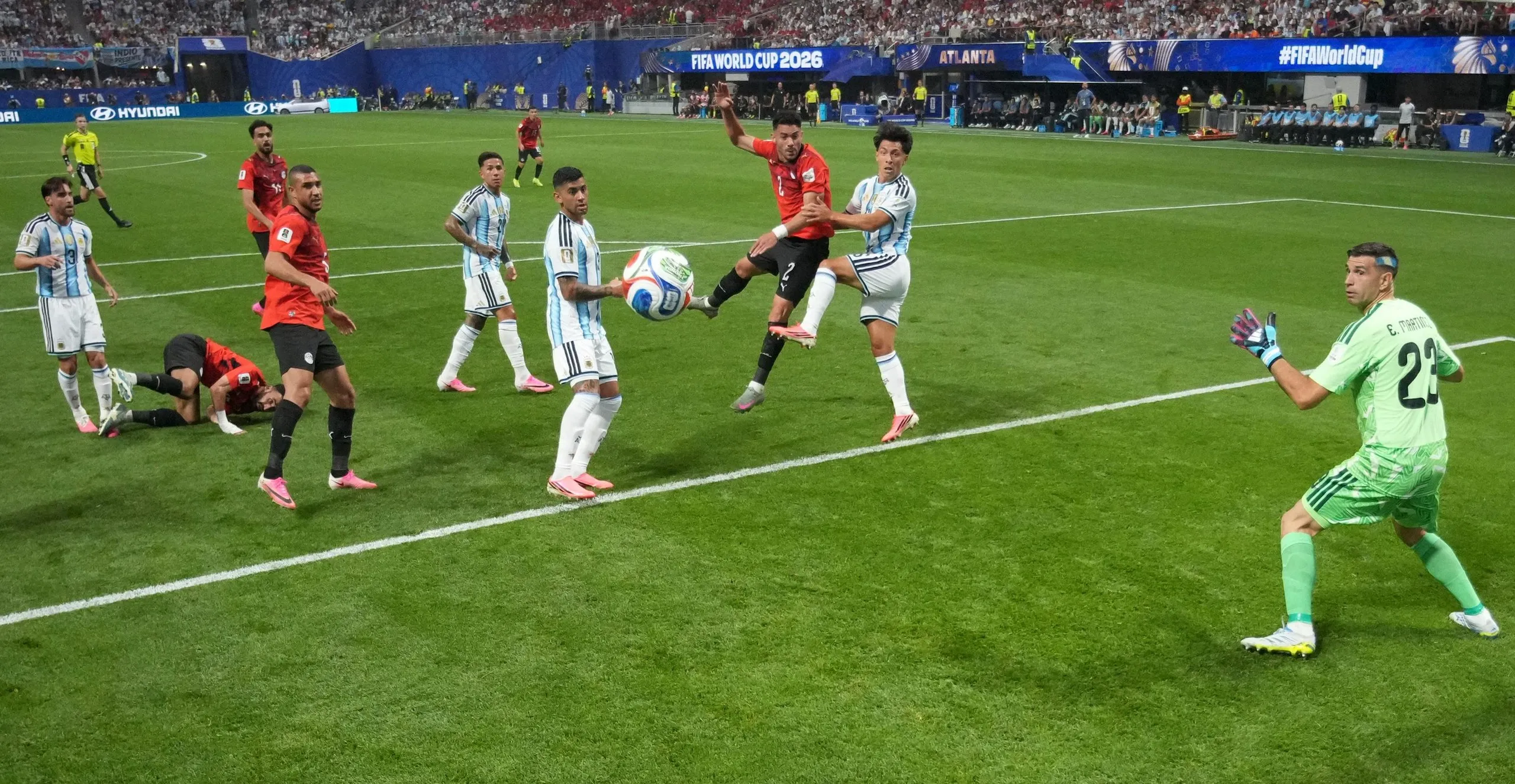 Egypt’s Yasser Ibrahim scores their first goal.