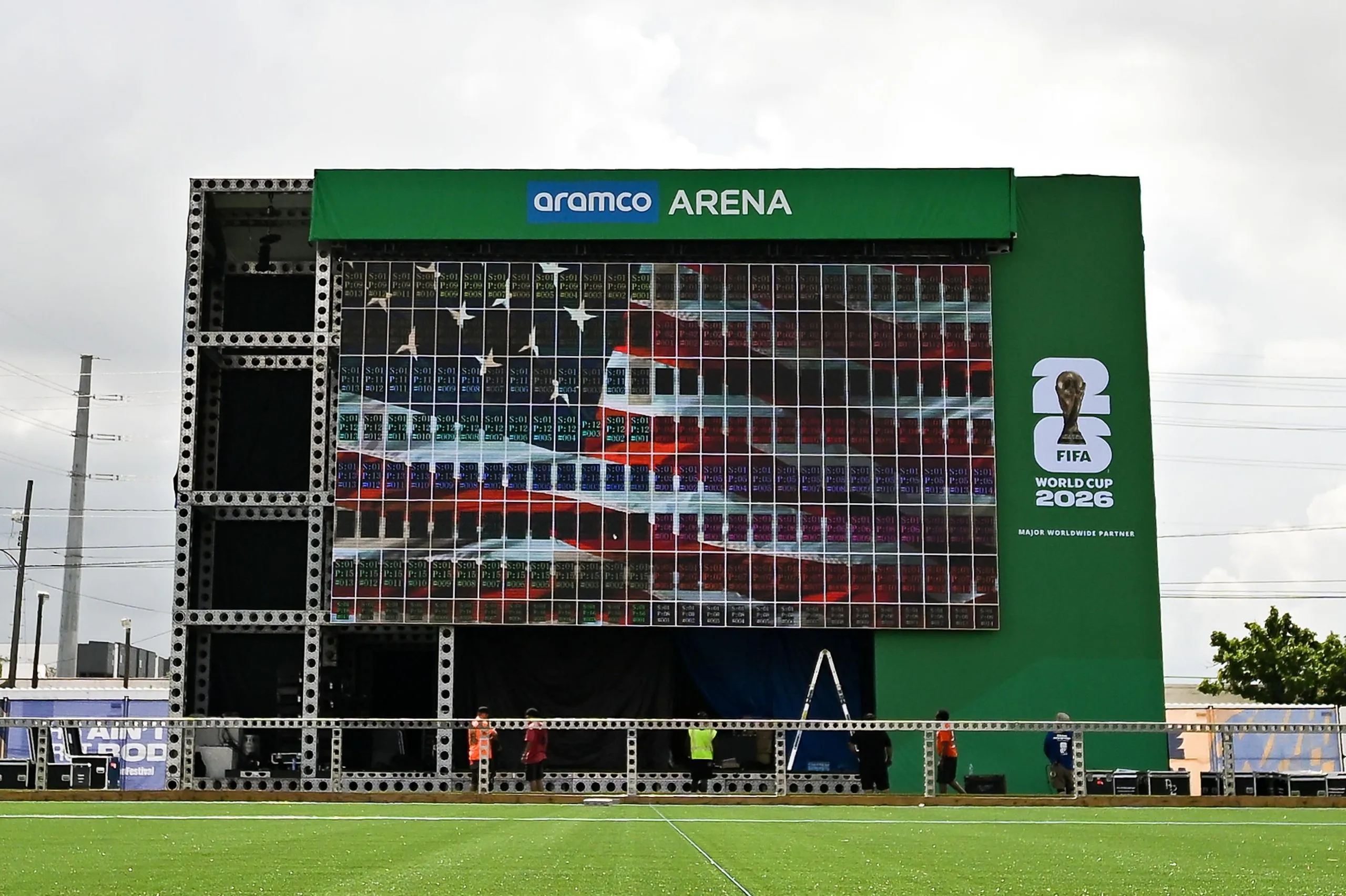 The Aramco Arena screen at the Fifa fan festival in Houston.