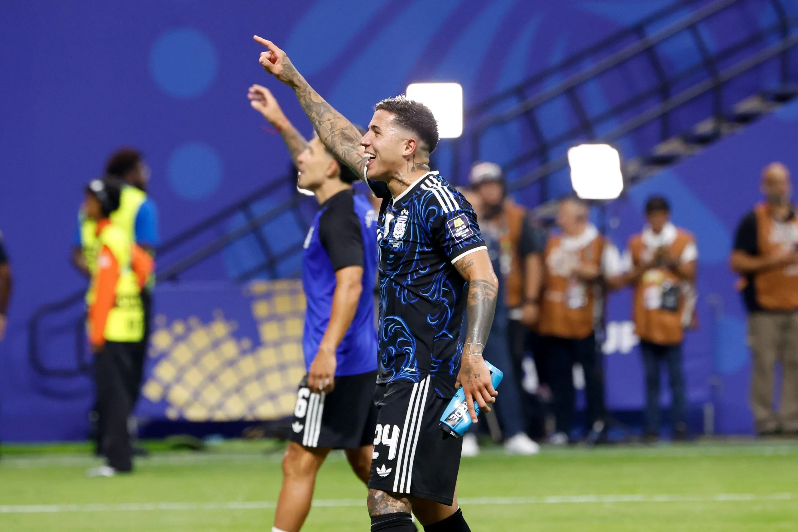 Enzo Fernández celebrates winning the semi-final