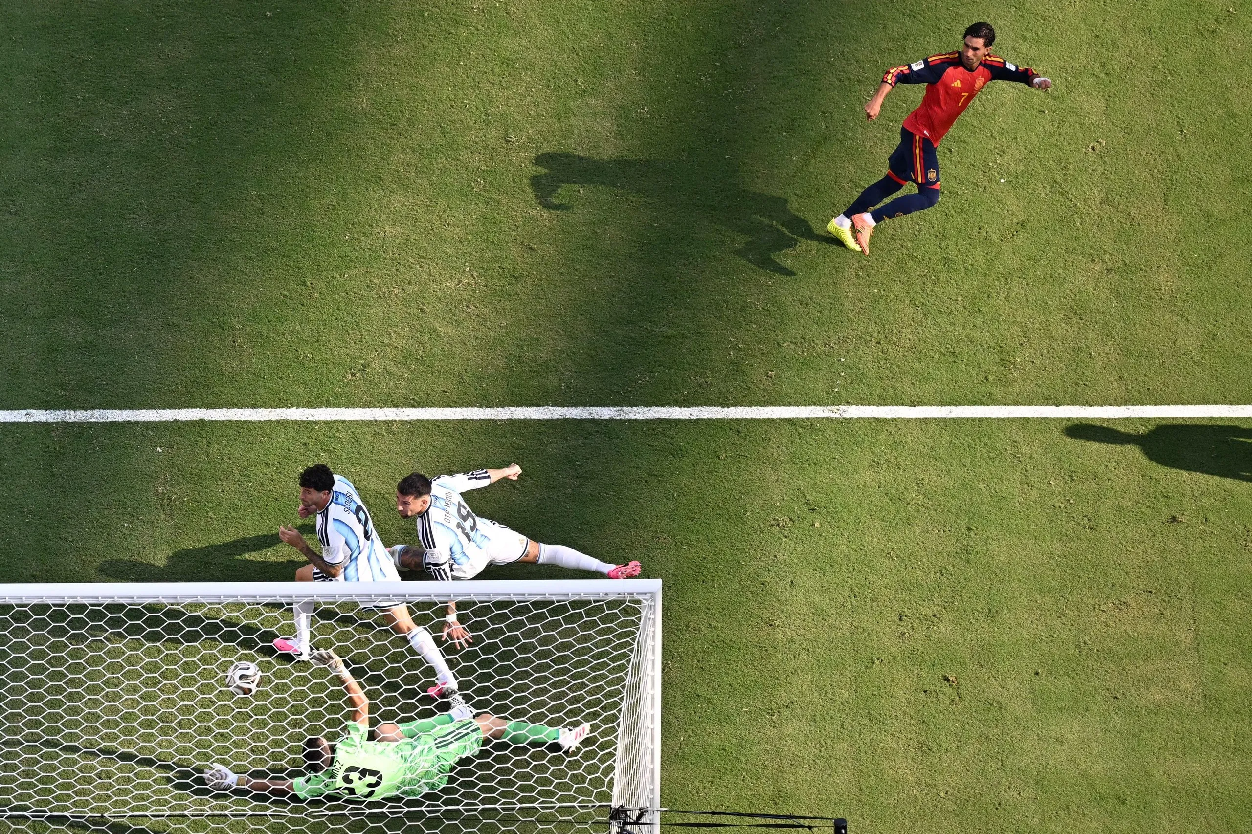 Ferran Torres scores the only goal of the World Cup final.