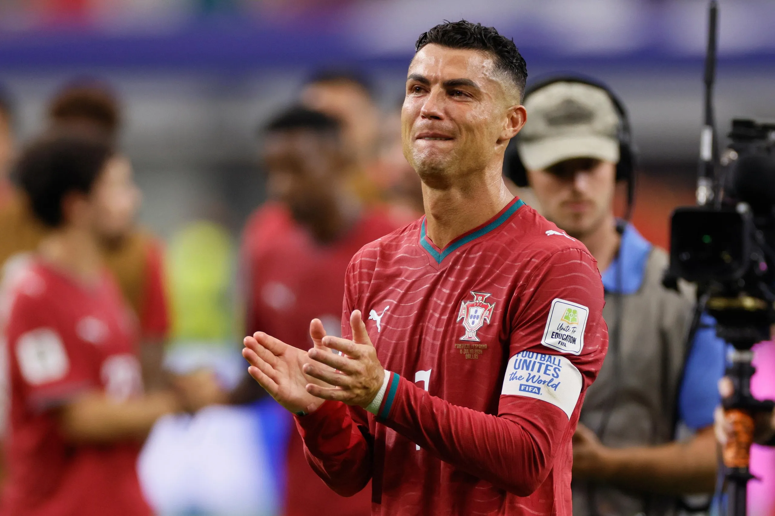 Cristiano Ronaldo of Portugal in tears.