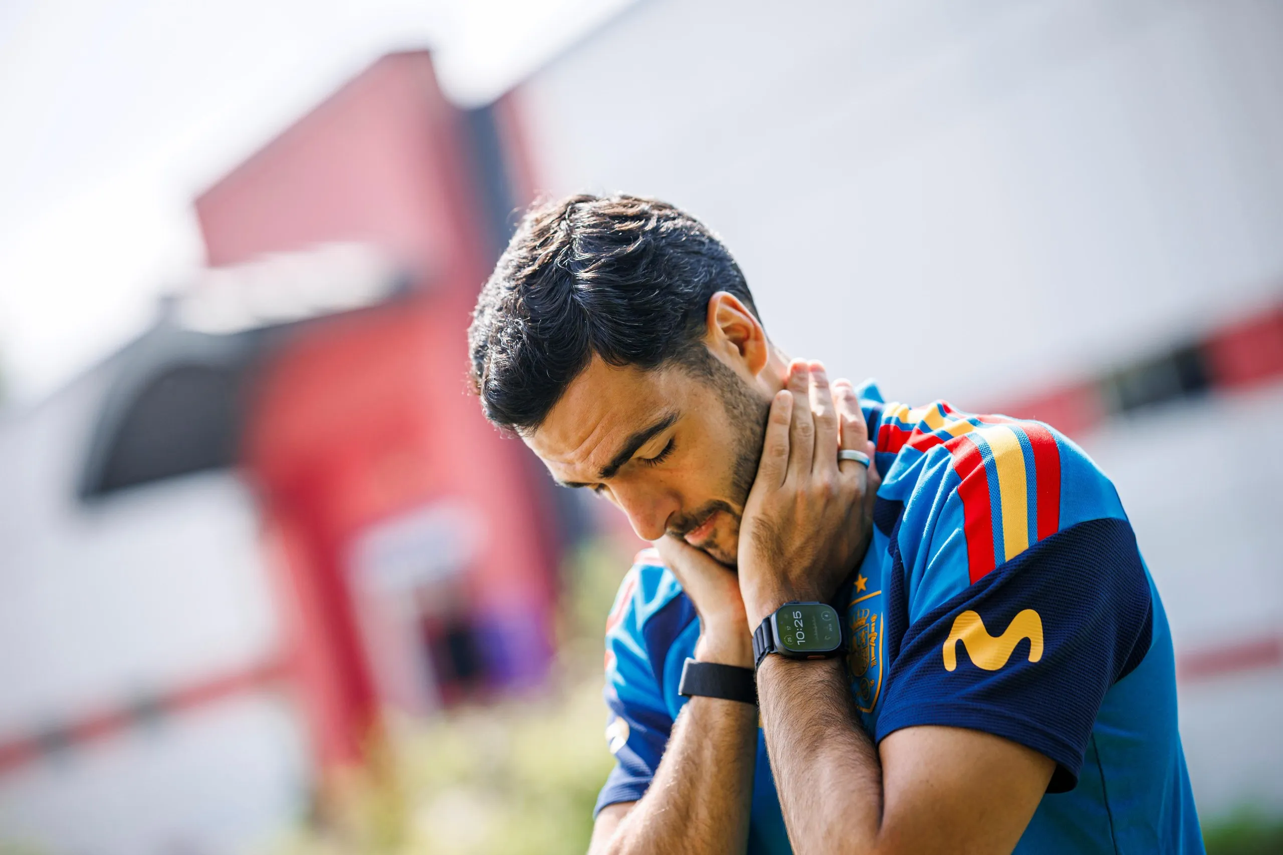 Close up of Mikel Merino at Spain’s training ground
