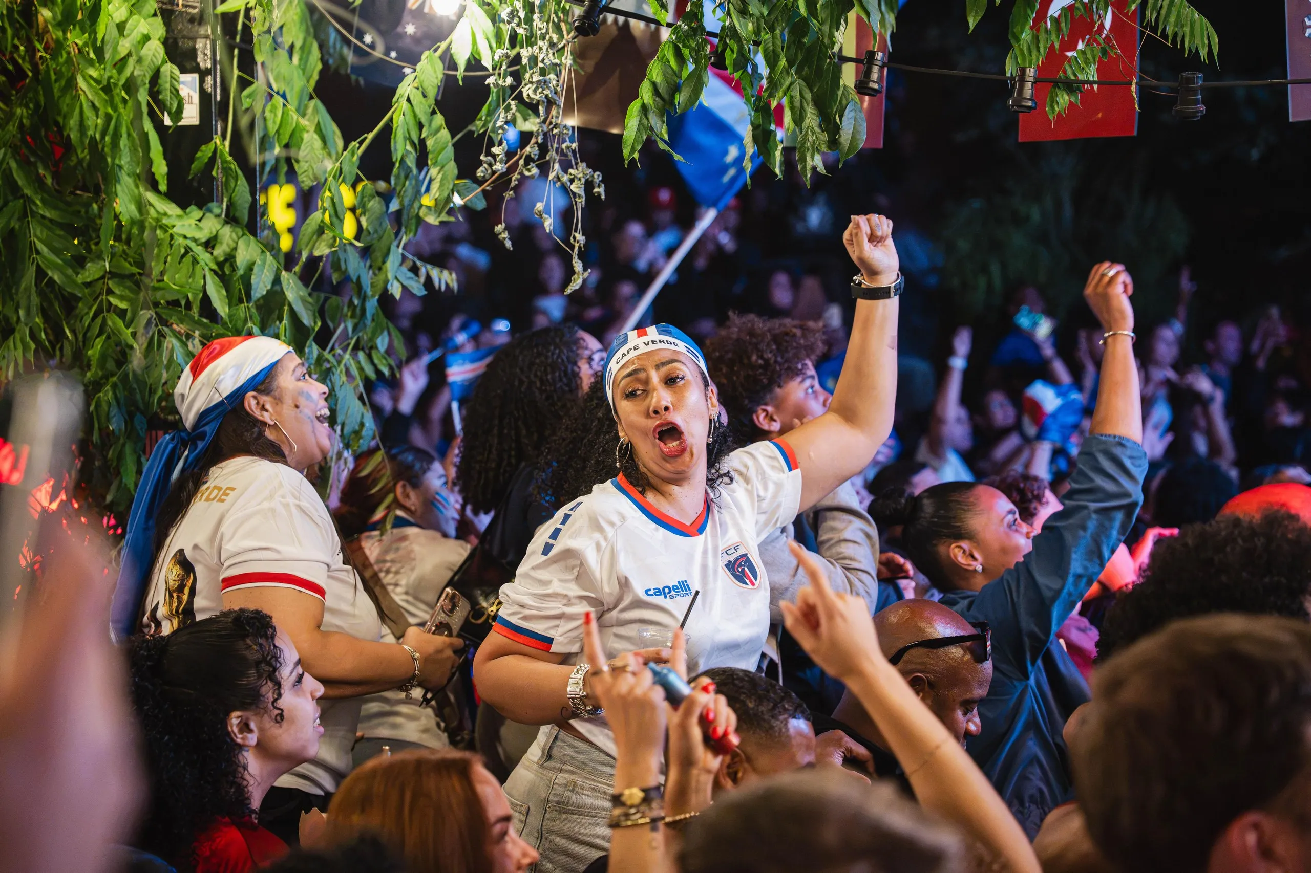 Cape Verde fans enjoy the occasion in Club Annabel in Rotterdam.