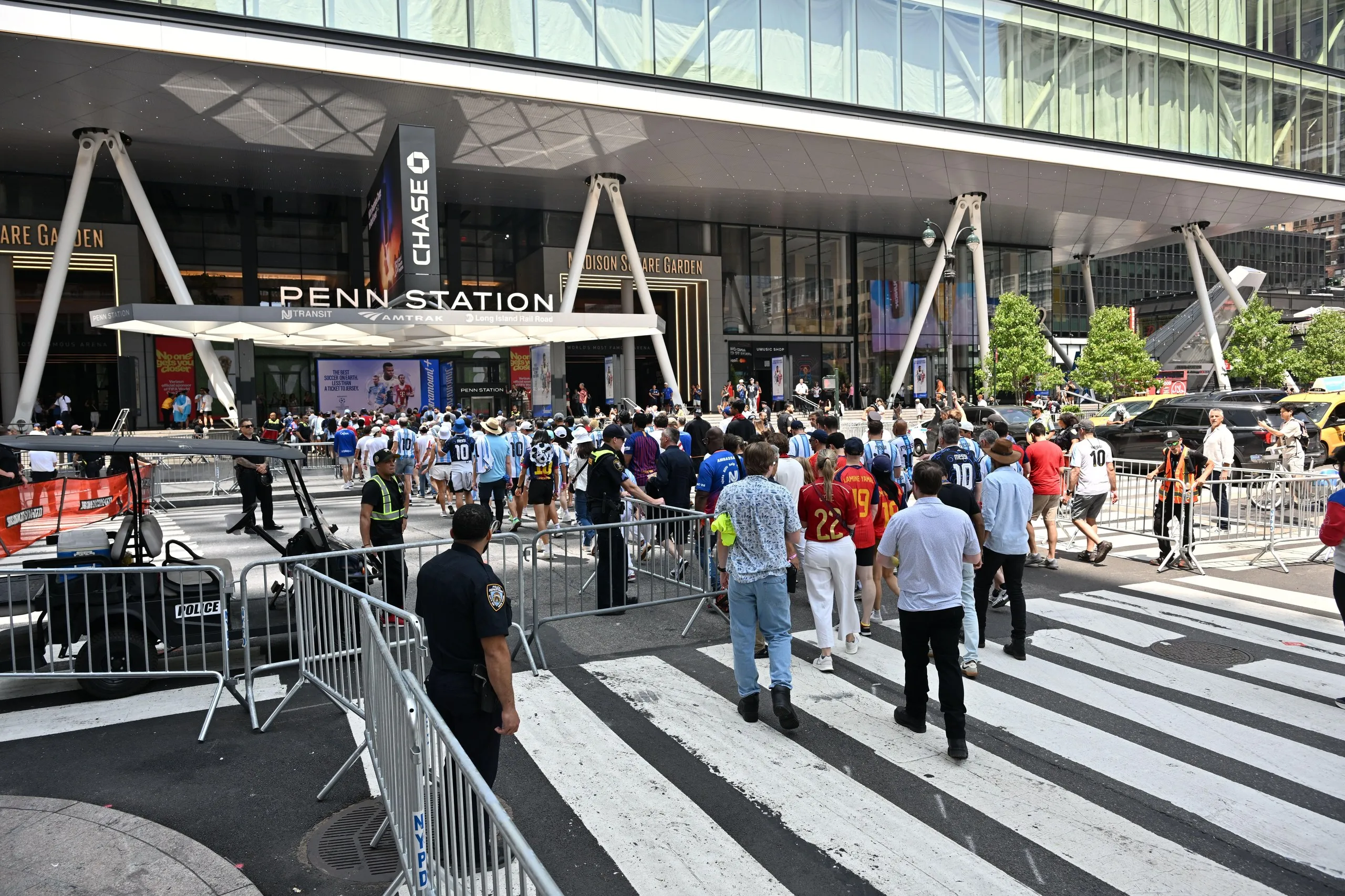Fans arriving at Penn Station in New York City before heading out to the stadium